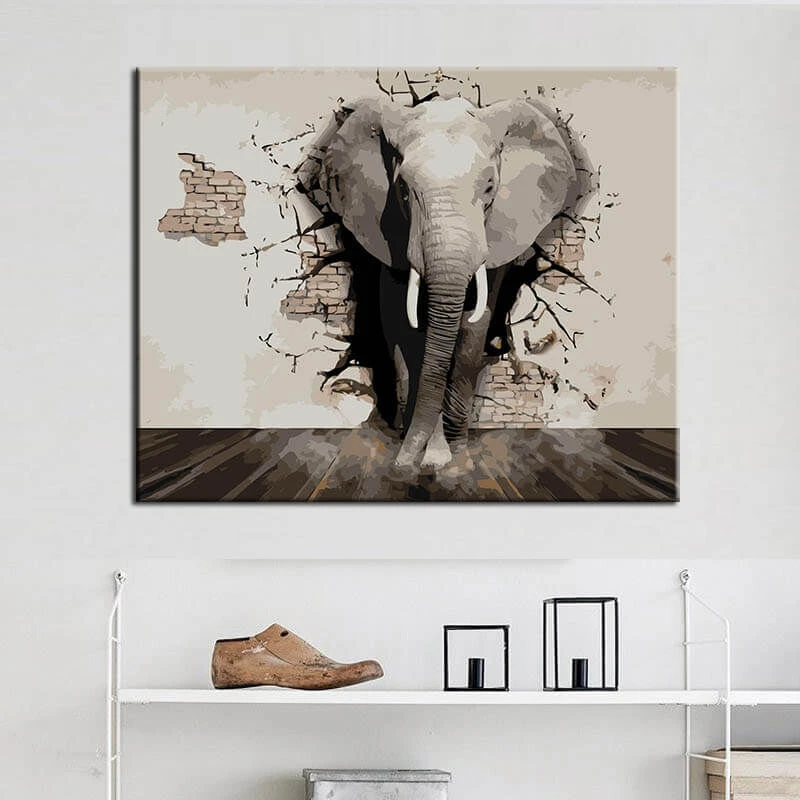 Malen Nach Zahlen Fotokunst Elefant Aus Der Mauer 2 Malen Nach Zahlen Fotokunst Elefant Aus Der Mauer - Image 2