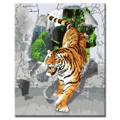 Malen Nach Zahlen Kunst 3d Tiger Kommt Aus Der Wand