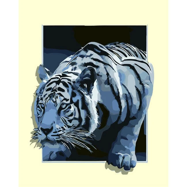 Malen Nach Zahlen Kunst 3d Schwarz-weiß Tiger Schleicht Sich An 1 Malen Nach Zahlen Kunst 3d Schwarz-weiß Tiger Schleicht Sich An