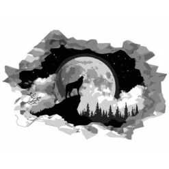Malen Nach Zahlen Kunst 3d Wolf Steht Auf Dem Berg Und Jault Vor Dem Vollmond
