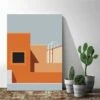 Malen Nach Zahlen Kunst Minimalismus Orange Haus Mit Leiter