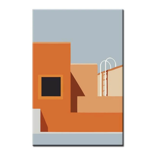 Malen Nach Zahlen Kunst Minimalismus Orange Haus Mit Leiter 3 Malen Nach Zahlen Kunst Minimalismus Orange Haus Mit Leiter - Image 3