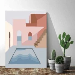 Malen Nach Zahlen Kunst Minimalismus Haus Mit Pool