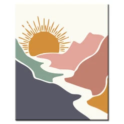 Malen Nach Zahlen Minimalismus Sonnenaufgang Hinter Bergen