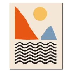 Malen Nach Zahlen Minimalismus Sonne, Wellen & Bunte Berge