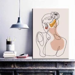 Malen Nach Zahlen Kunst Minimalismus Zeichnung Frau Mit Dutt