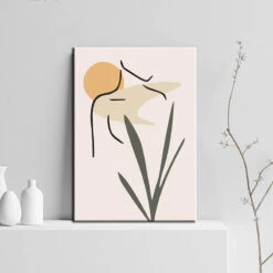 Malen Nach Zahlen Minimalismus Zeichnung Mit Pflanzenblatt