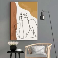 Malen Nach Zahlen Kunst Minimalismus Strichzeichnung Frau Mit Hand Am Kinn