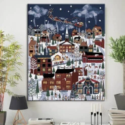 Malen Nach Zahlen Weihnachten Illustration Weihnachtsdorf Winter