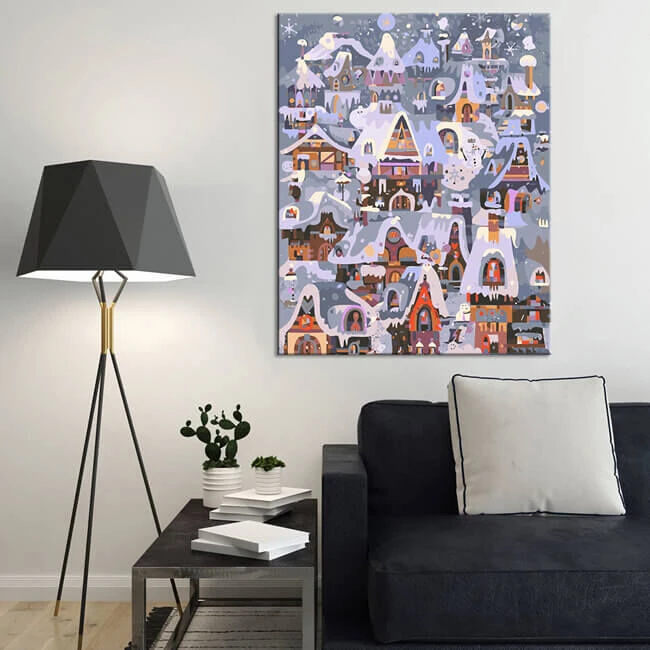 Malen Nach Zahlen Weihnachten Illustration Weihnachtsdorf Schnee 2 Malen Nach Zahlen Weihnachten Illustration Weihnachtsdorf Schnee - Image 2