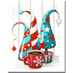 Malen Nach Zahlen Weihnachten Illustration Weihnachtshut Glühwein