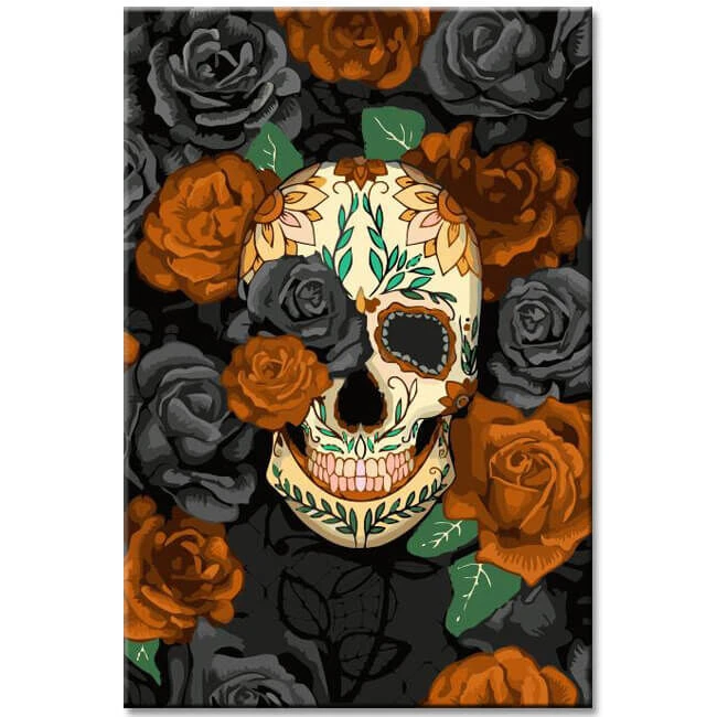 Malen Nach Zahlen Lachender Totenkopf Schädel Unter Rosen Versand Aus DE 1 Malen Nach Zahlen Lachender Totenkopf Schädel Unter Rosen Versand Aus DE