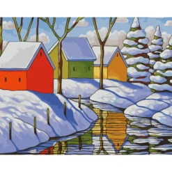 Malen Nach Zahlen Kunst Illustration Winterlandschaft Bunte Häuser