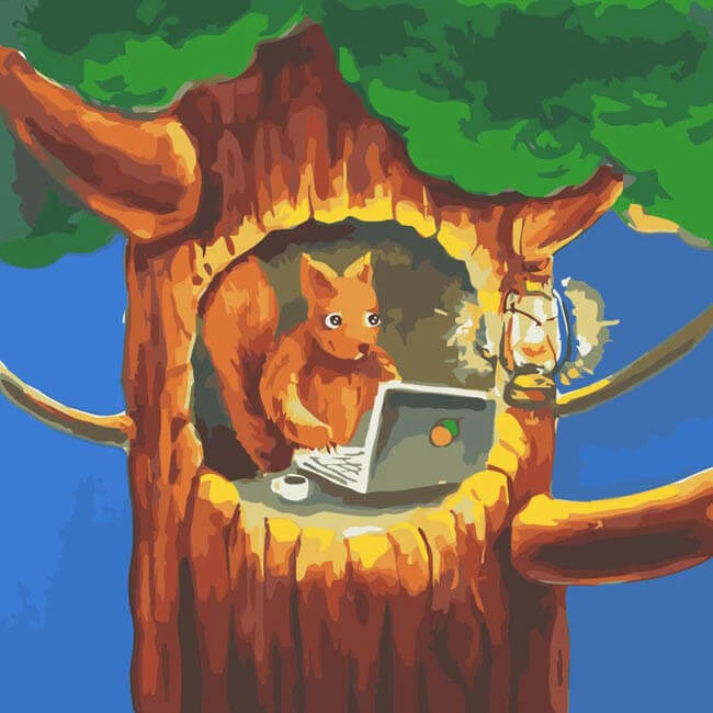 Malen Nach Zahlen Kunst Illustration Eichhörnchen Mit Laptop Im Baum 1 Malen Nach Zahlen Kunst Illustration Eichhörnchen Mit Laptop Im Baum