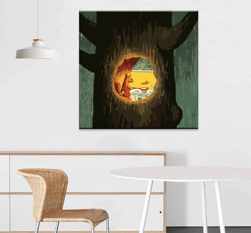 Malen Nach Zahlen Kunst Illustration Eichhörnchen Im Baum Beim Kochen 2 Malen Nach Zahlen Kunst Illustration Eichhörnchen Im Baum Beim Kochen - Image 2