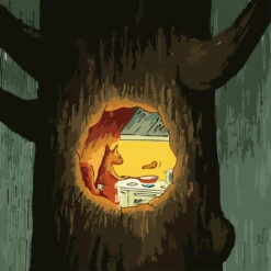 Malen Nach Zahlen Kunst Illustration Eichhörnchen Im Baum Beim Kochen