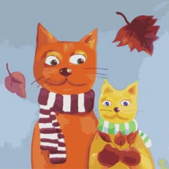Malen Nach Zahlen Kunst Illustration 2 Katzen Mit Schal