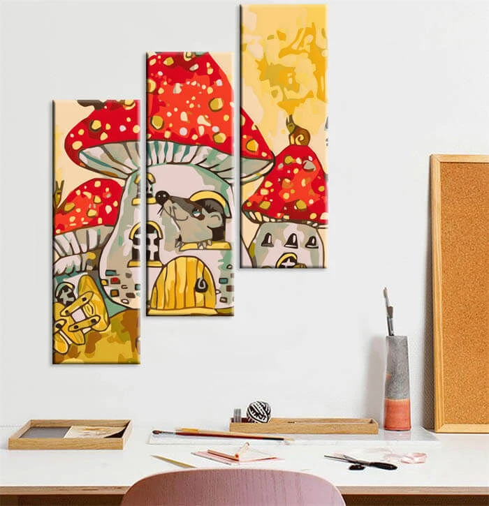 Malen Nach Zahlen Kunst Illustration Fliegenpilzhaus 3-teilig 2 Malen Nach Zahlen Kunst Illustration Fliegenpilzhaus 3-teilig - Image 2