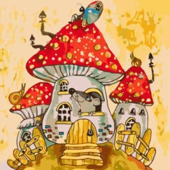 Malen Nach Zahlen Kunst Illustration Fliegenpilzhaus Tiere