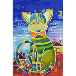 Malen Nach Zahlen Kunst Illustration Bunte Große Katze 4-teilig