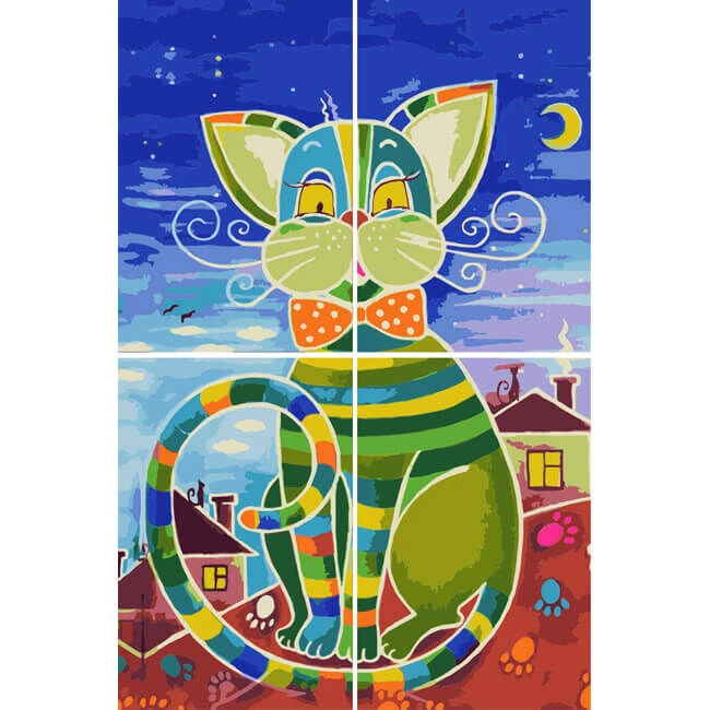 Malen Nach Zahlen Kunst Illustration Bunte Große Katze 4-teilig 1 Malen Nach Zahlen Kunst Illustration Bunte Große Katze 4-teilig