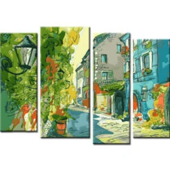 Malen Nach Zahlen Kunst Illustration Altstadt Gasse 4-teilig