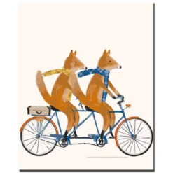Malen Nach Zahlen Tiere Zwei Füchse Auf Dem Fahrrad