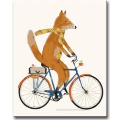 Malen Nach Zahlen Tiere Fuchs Auf Dem Fahrrad