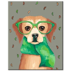 Malen Nach Zahlen Hund In Schal Und Brille Versand Aus DE