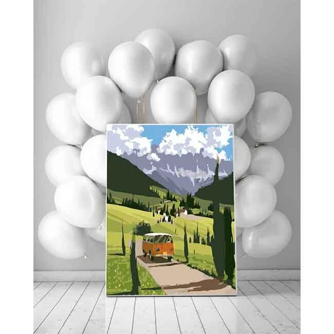 Malen Nach Zahlen Kunst Landschaft Auto Fährt Einen Weg Entlang 2 Malen Nach Zahlen Kunst Landschaft Auto Fährt Einen Weg Entlang - Image 2