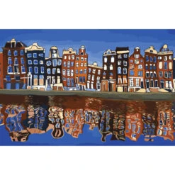 Malen Nach Zahlen Kunst Landschaft Häuser Die Sich Im Wasser Spiegeln