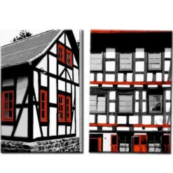 Malen Nach Zahlen Kunst Landschaft Fachwerkhäuser 2-teilig