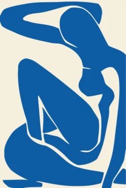 Malen Nach Zahlen Kunst Frau In Blau Mit Angewinkeltem Bein