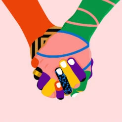 Malen Nach Zahlen Kunst Zwei Bunte Hände Halten Sich