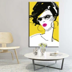 Malen Nach Zahlen Kunst Lifestyle Frau Mit Sonnenbrille Und Pinken Lippenstift -myPaintLab Deutschland Verkaufs-Shop art life 061 1 4