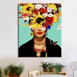 Malen Nach Zahlen Frida Kahlo Mode Blumenporträt Versand Aus DE -myPaintLab Deutschland Verkaufs-Shop art life 196 1 4