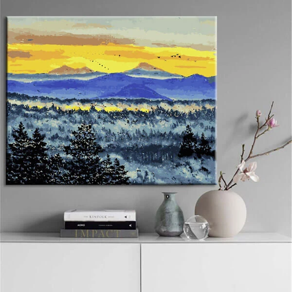 Malen Nach Zahlen Gänse Fliegen Im Sonnenaufgang über Berge 2 Malen Nach Zahlen Gänse Fliegen Im Sonnenaufgang über Berge - Image 2