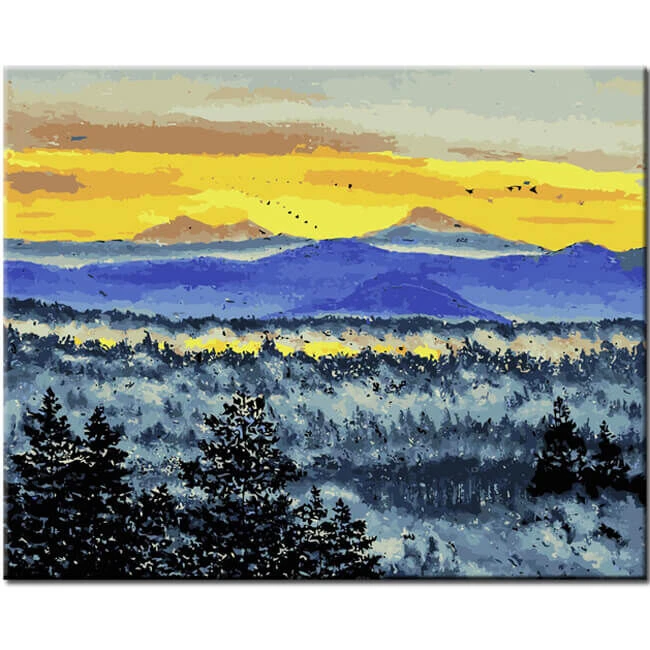 Malen Nach Zahlen Gänse Fliegen Im Sonnenaufgang über Berge 1 Malen Nach Zahlen Gänse Fliegen Im Sonnenaufgang über Berge