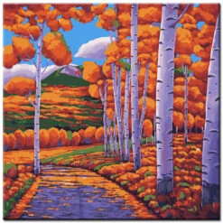 Malen Nach Zahlen Kunst Natur Herbstbäume Neben Einem Weg