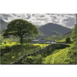 Malen Nach Zahlen Kunst Natur Grüne Landschaft Mit Bergen