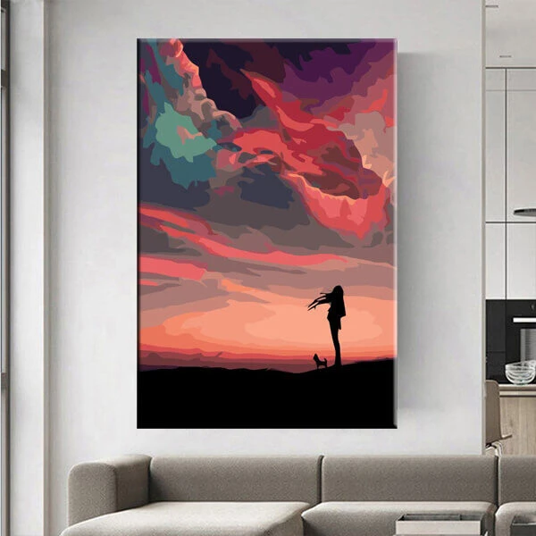 Malen Nach Zahlen Mädchen Mit Hund Und Exotischen Wolken 2 Malen Nach Zahlen Mädchen Mit Hund Und Exotischen Wolken - Image 2