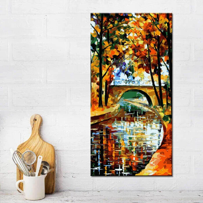 Malen Nach Zahlen Herbstlandschaft Mit Fluss Und Brücke 2 Malen Nach Zahlen Herbstlandschaft Mit Fluss Und Brücke - Image 2