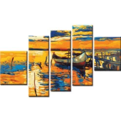 Malen Nach Zahlen Natur Kunst Boot Am Meer III 5-teilig