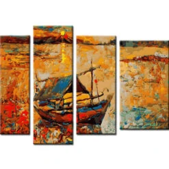 Malen Nach Zahlen Natur Kunst Hausboot 4-teilig