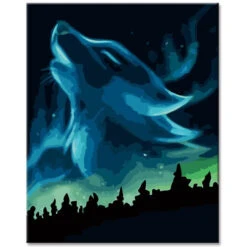Malen Nach Zahlen Nördlicher Aurora Nachtwolf Versand Aus DE