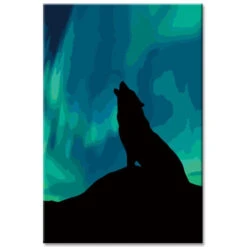 Malen Nach Zahlen Heulender Wolf Im Polarlicht Versand Aus DE