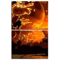 Malen Nach Zahlen Schöner Roter Mond 2-teilig Versand Aus DE