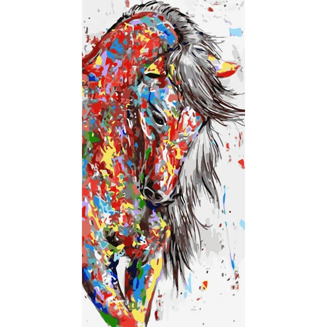 Malen Nach Zahlen Kunst Buntes Pferd Ölgemälde 1 Malen Nach Zahlen Kunst Buntes Pferd Ölgemälde