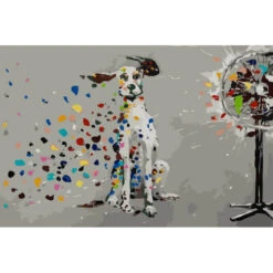 Malen Nach Zahlen Kunst  Bunte Punkte Fliegen Durch Ventilator Weg