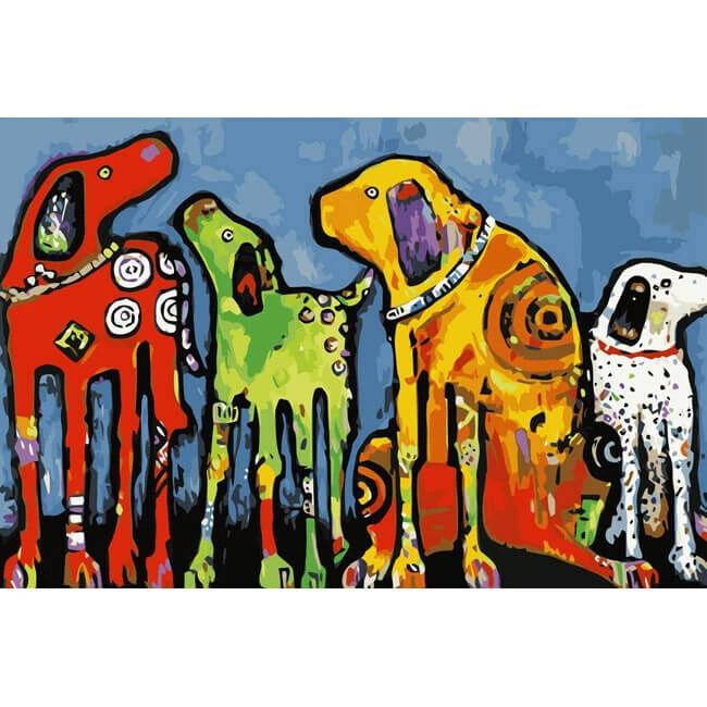 Malen Nach Zahlen Kunst Vier Bunte Hunde 1 Malen Nach Zahlen Kunst Vier Bunte Hunde